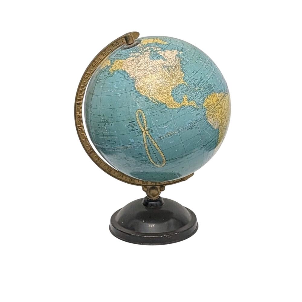1950s Cram’s Universal 12” World Globe Mid-Century Modern Desk Metal Base